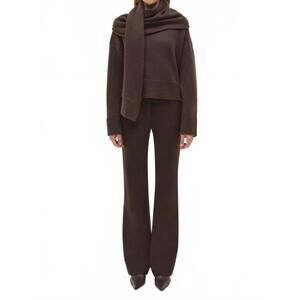 NEW SIMKHAI elson scarf sweater in chocolate